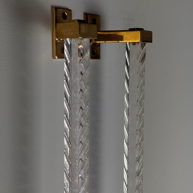 Pair of Sandro Petti Brass and Plexiglass Handles for Maison Jansen, 1960s