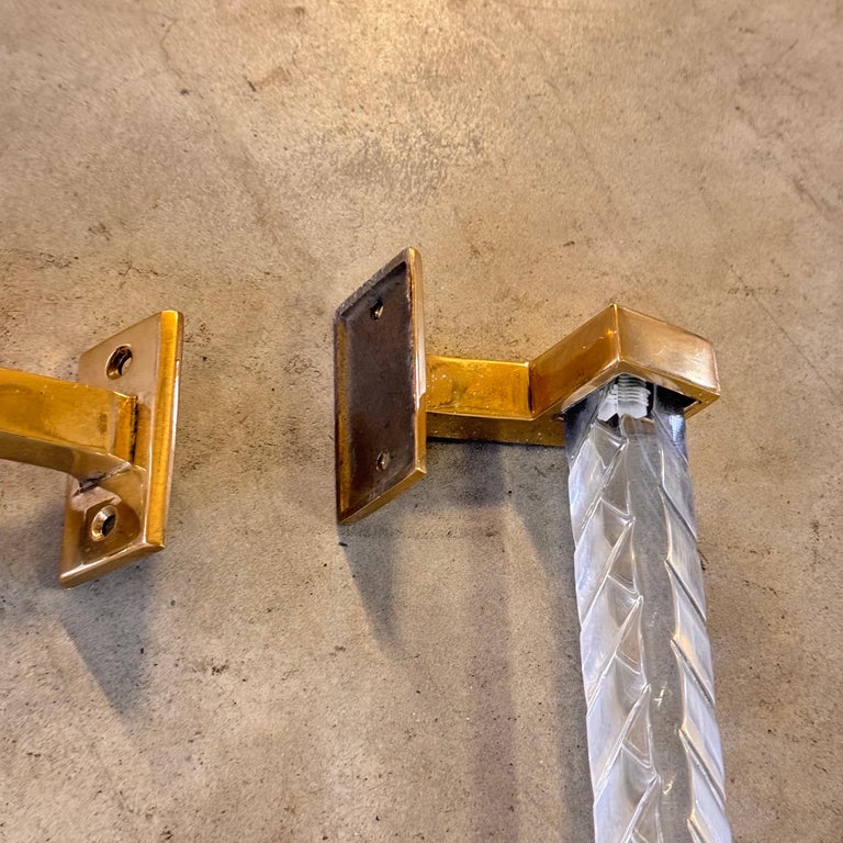 Pair of Sandro Petti Brass and Plexiglass Handles for Maison Jansen, 1960s