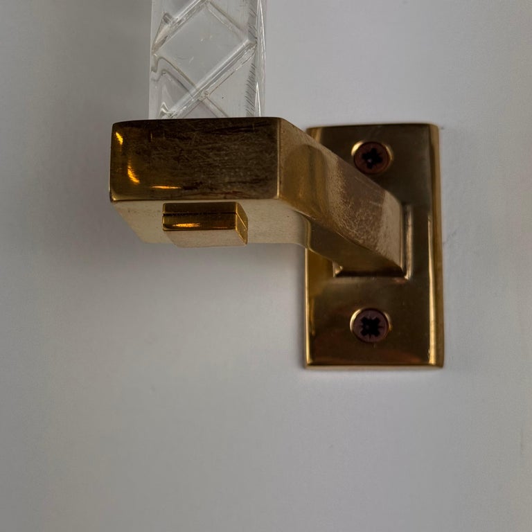 Pair of Sandro Petti Brass and Plexiglass Handles for Maison Jansen, 1960s