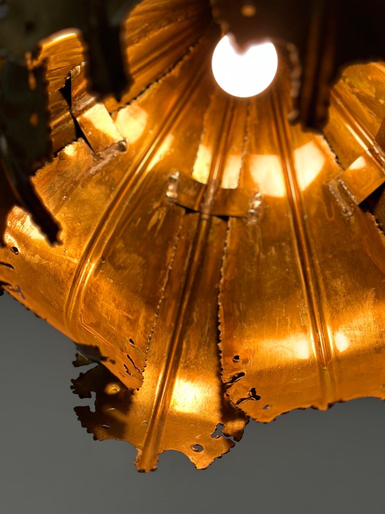 Pendant Brutalis Brass Lamp by Sven Aage Jensen for Holm Sørensen, 1960s