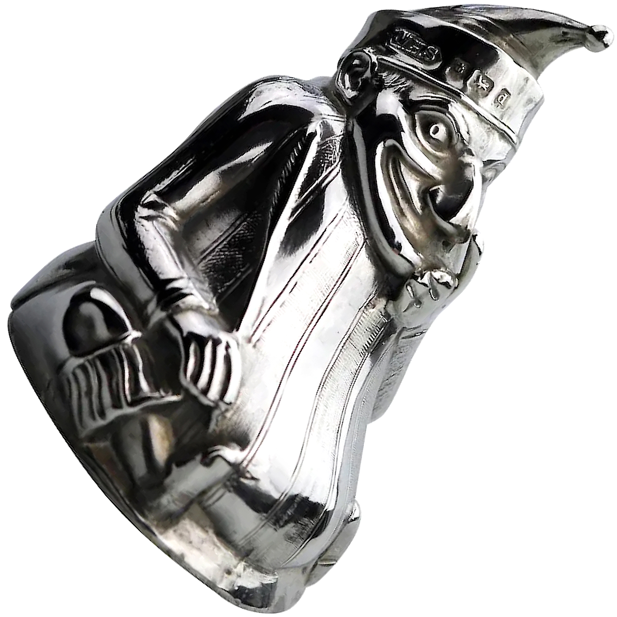 Extremely rare & fine antique English solid silver Mr Punch Pepper Pot 49g 1903