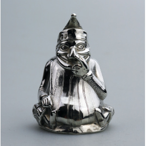 Extremely rare & fine antique English solid silver Mr Punch Pepper Pot 49g 1903