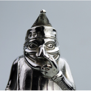 Extremely rare & fine antique English solid silver Mr Punch Pepper Pot 49g 1903