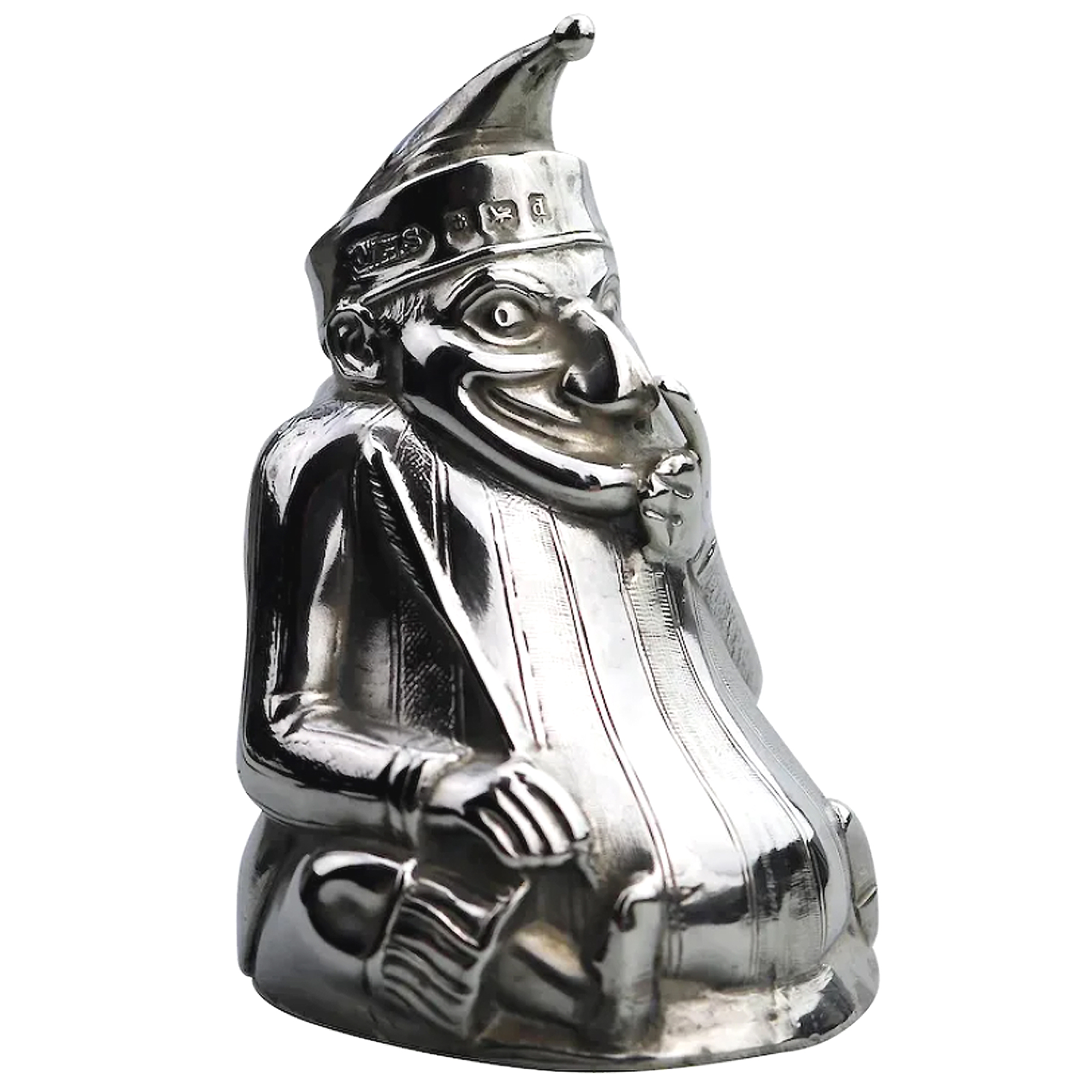 Extremely rare & fine antique English solid silver Mr Punch Pepper Pot 49g 1903