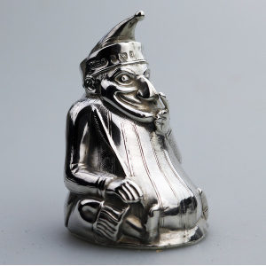 Extremely rare & fine antique English solid silver Mr Punch Pepper Pot 49g 1903