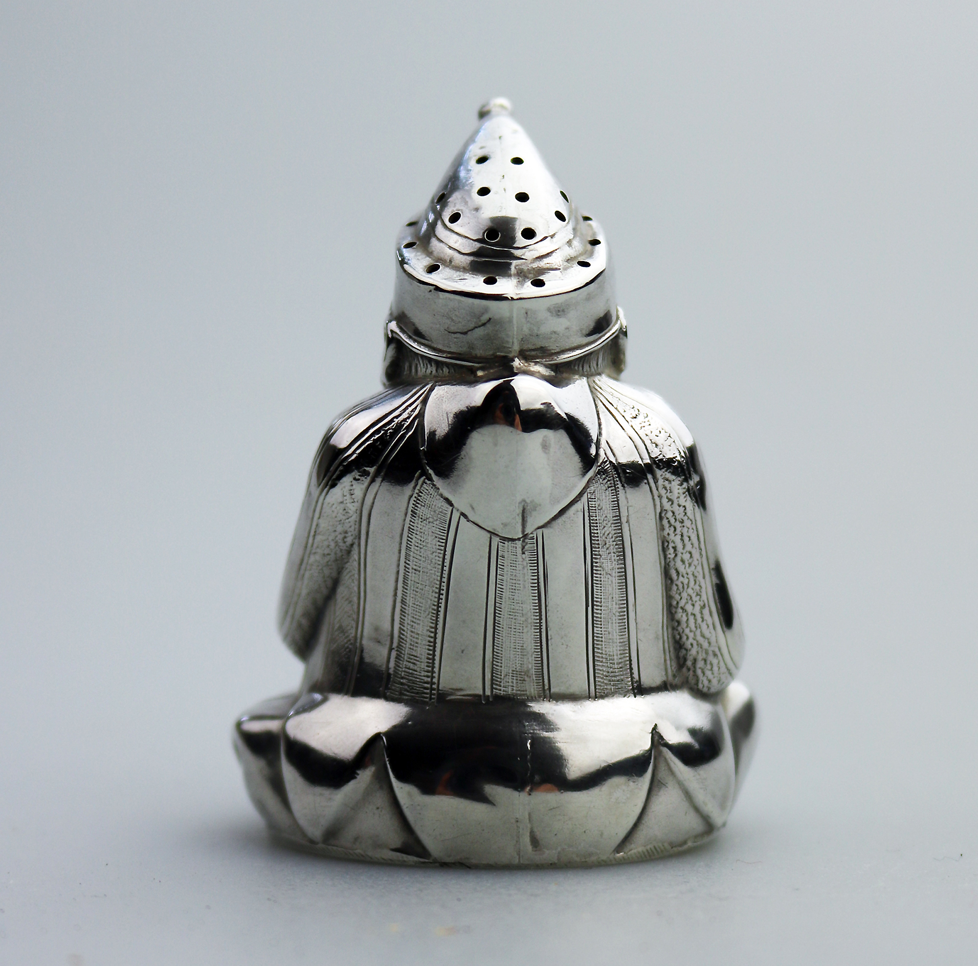 Extremely rare & fine antique English solid silver Mr Punch Pepper Pot 49g 1903