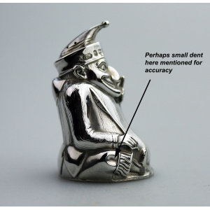 Extremely rare & fine antique English solid silver Mr Punch Pepper Pot 49g 1903