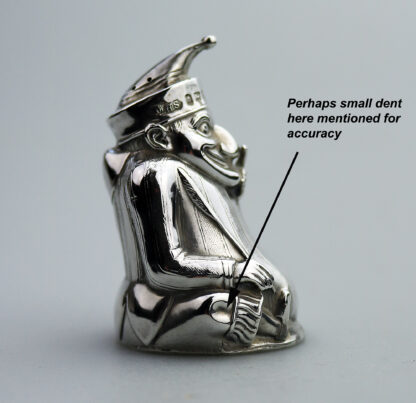 Extremely rare & fine antique English solid silver Mr Punch Pepper Pot 49g 1903 - Image 10