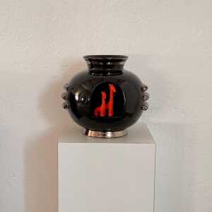 Rare 1935 Art Deco Metaphysical Ceramic Vase by Dante Baldelli for Deruta, Italy