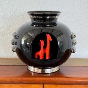 Rare 1935 Art Deco Metaphysical Ceramic Vase by Dante Baldelli for Deruta, Italy