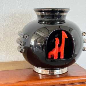 Rare 1935 Art Deco Metaphysical Ceramic Vase by Dante Baldelli for Deruta, Italy