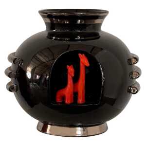 Rare 1935 Art Deco Metaphysical Ceramic Vase by Dante Baldelli for Deruta, Italy