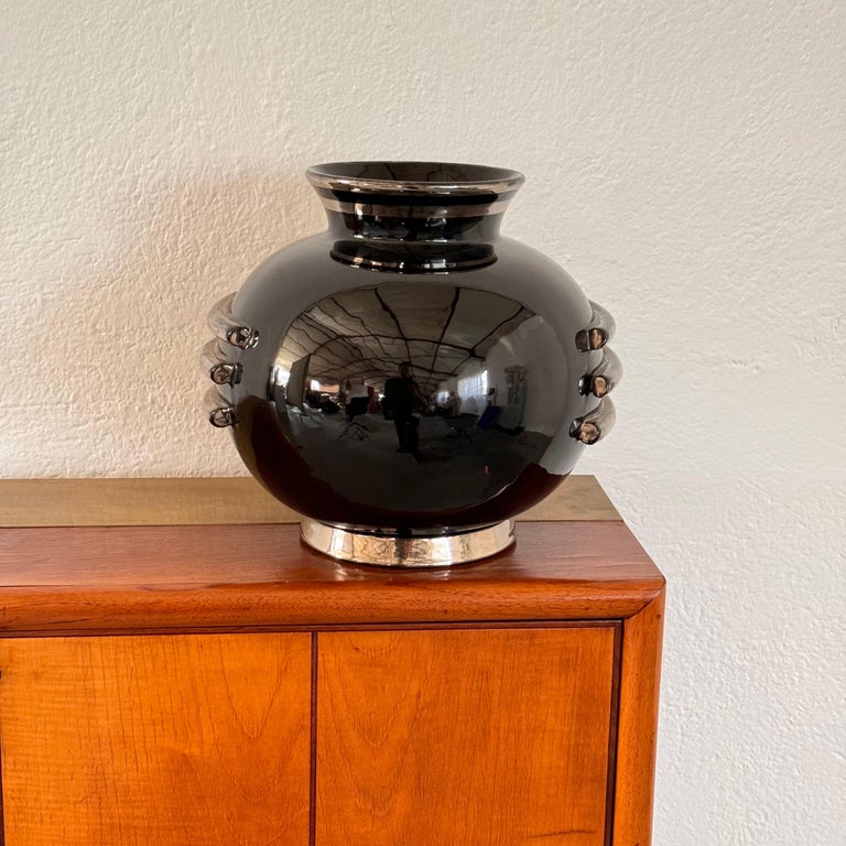 Rare 1935 Art Deco Metaphysical Ceramic Vase by Dante Baldelli for Deruta, Italy