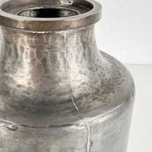 Rare Hammered Aluminum Decorative Bottle by Lorenzo Burchiellaro, 1960s, Signed