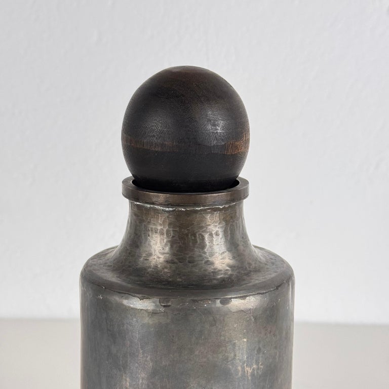 Rare Hammered Aluminum Decorative Bottle by Lorenzo Burchiellaro, 1960s, Signed