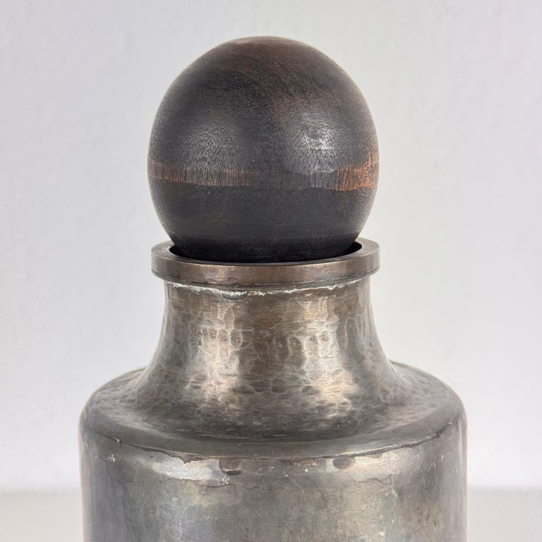 Rare Hammered Aluminum Decorative Bottle by Lorenzo Burchiellaro, 1960s, Signed