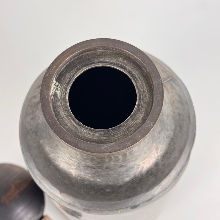 Rare Hammered Aluminum Decorative Bottle by Lorenzo Burchiellaro, 1960s, Signed