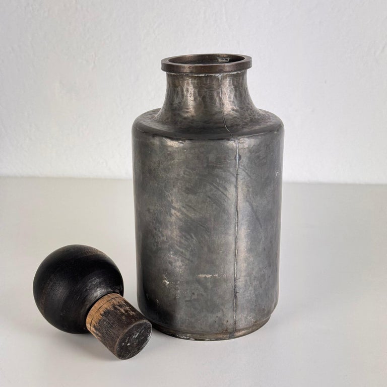 Rare Hammered Aluminum Decorative Bottle by Lorenzo Burchiellaro, 1960s, Signed