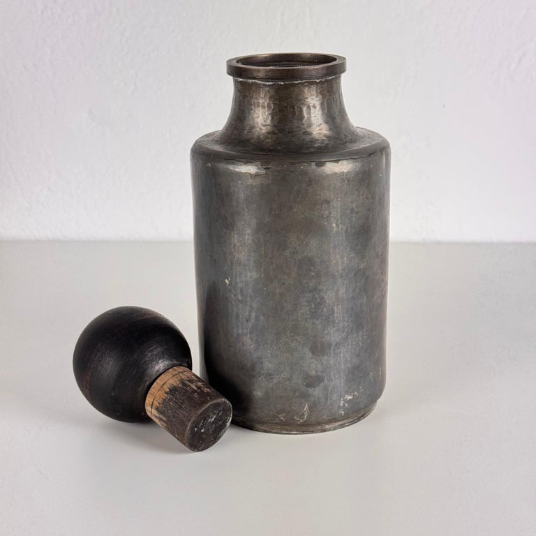 Rare Hammered Aluminum Decorative Bottle by Lorenzo Burchiellaro, 1960s, Signed