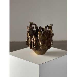 Rare, Handcrafted Brutalist Bronze Vase by Marcello Fantoni, Signed, 1950s