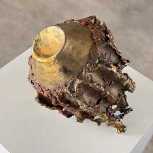 Rare, Handcrafted Brutalist Bronze Vase by Marcello Fantoni, Signed, 1950s