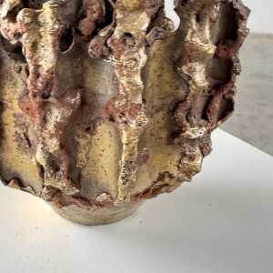 Rare, Handcrafted Brutalist Bronze Vase by Marcello Fantoni, Signed, 1950s