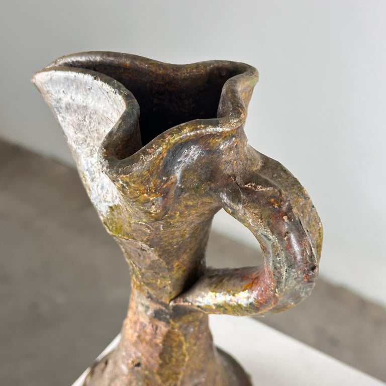 Rare Handmade Brutalist Ceramic Jugs from Early 1900s Italy
