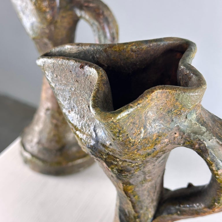 Rare Handmade Brutalist Ceramic Jugs from Early 1900s Italy