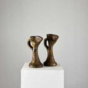 Rare Handmade Brutalist Ceramic Jugs from Early 1900s Italy