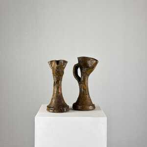 Rare Handmade Brutalist Ceramic Jugs from Early 1900s Italy