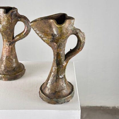 Rare Handmade Brutalist Ceramic Jugs from Early 1900s Italy