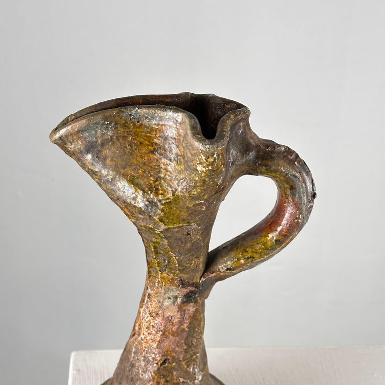 Rare Handmade Brutalist Ceramic Jugs from Early 1900s Italy
