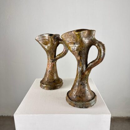 Rare Handmade Brutalist Ceramic Jugs from Early 1900s Italy