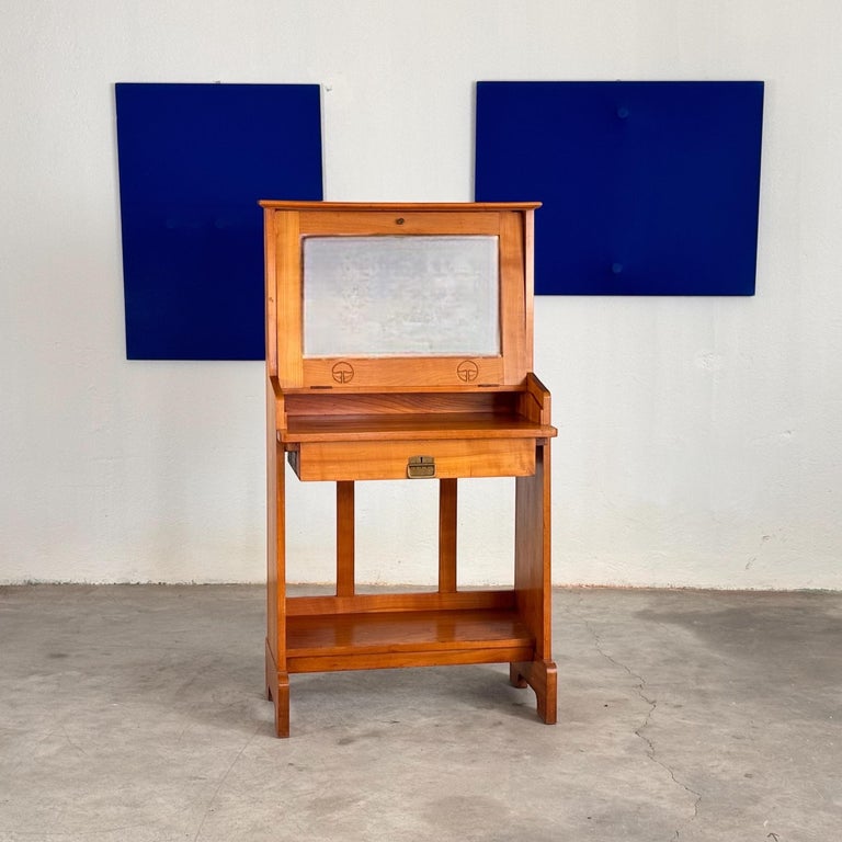 Rare Mirrored Console Secretaire in Cherry Wood by Carlo and Piero Zen, 1910