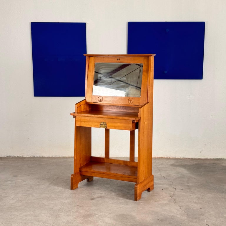 Rare Mirrored Console Secretaire in Cherry Wood by Carlo and Piero Zen, 1910