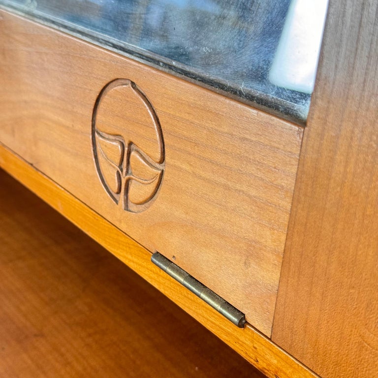 Rare Mirrored Console Secretaire in Cherry Wood by Carlo and Piero Zen, 1910