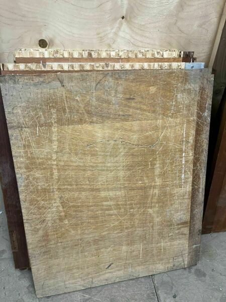 Reclaimed Iroko Wood Panels 13 Pieces School Cabinet