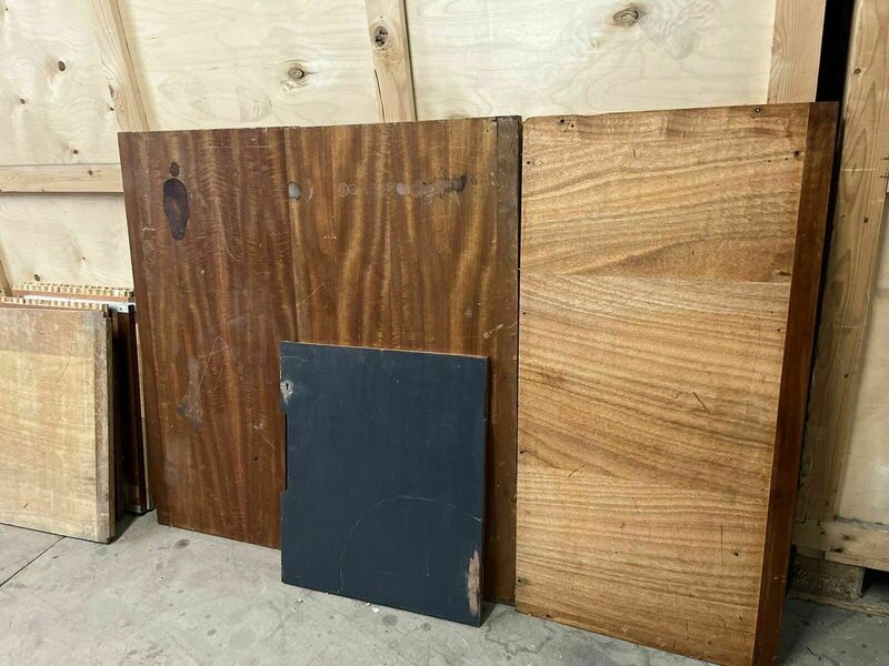 Reclaimed Iroko Wood Panels 13 Pieces School Cabinet