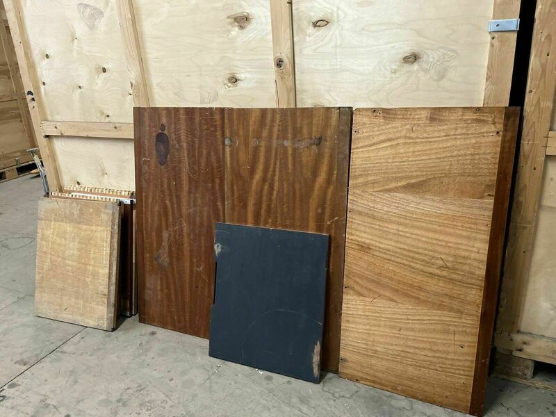 Reclaimed Iroko Wood Panels 13 Pieces School Cabinet