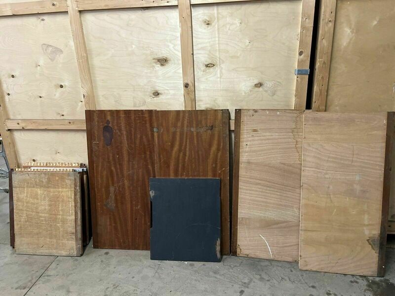 Reclaimed Iroko Wood Panels 13 Pieces School Cabinet