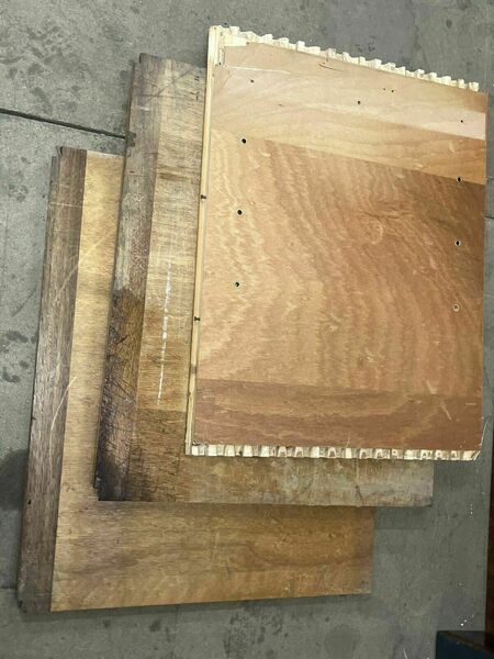 Reclaimed Iroko Wood Panels 13 Pieces School Cabinet