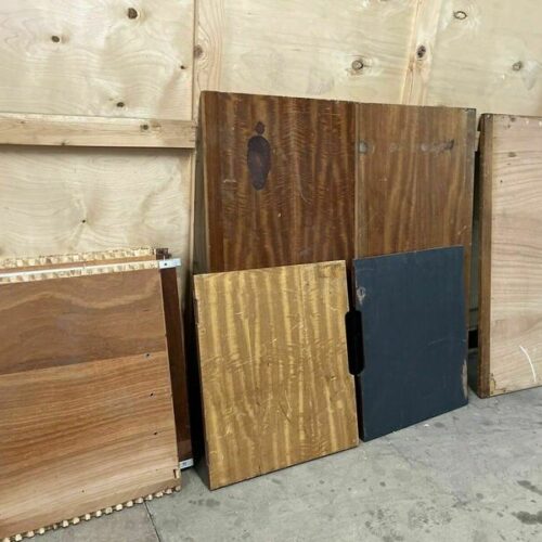 Reclaimed Iroko Wood Panels 13 Pieces School Cabinet