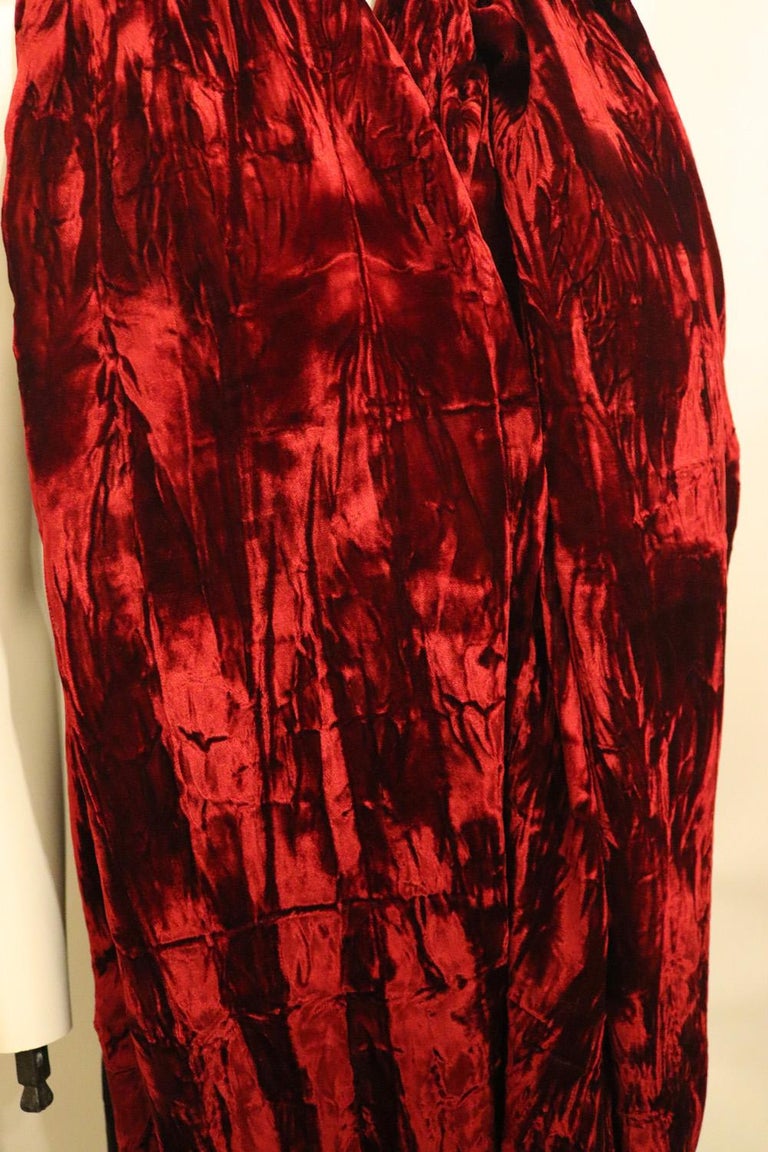 Red Silk Velvet Shawl
