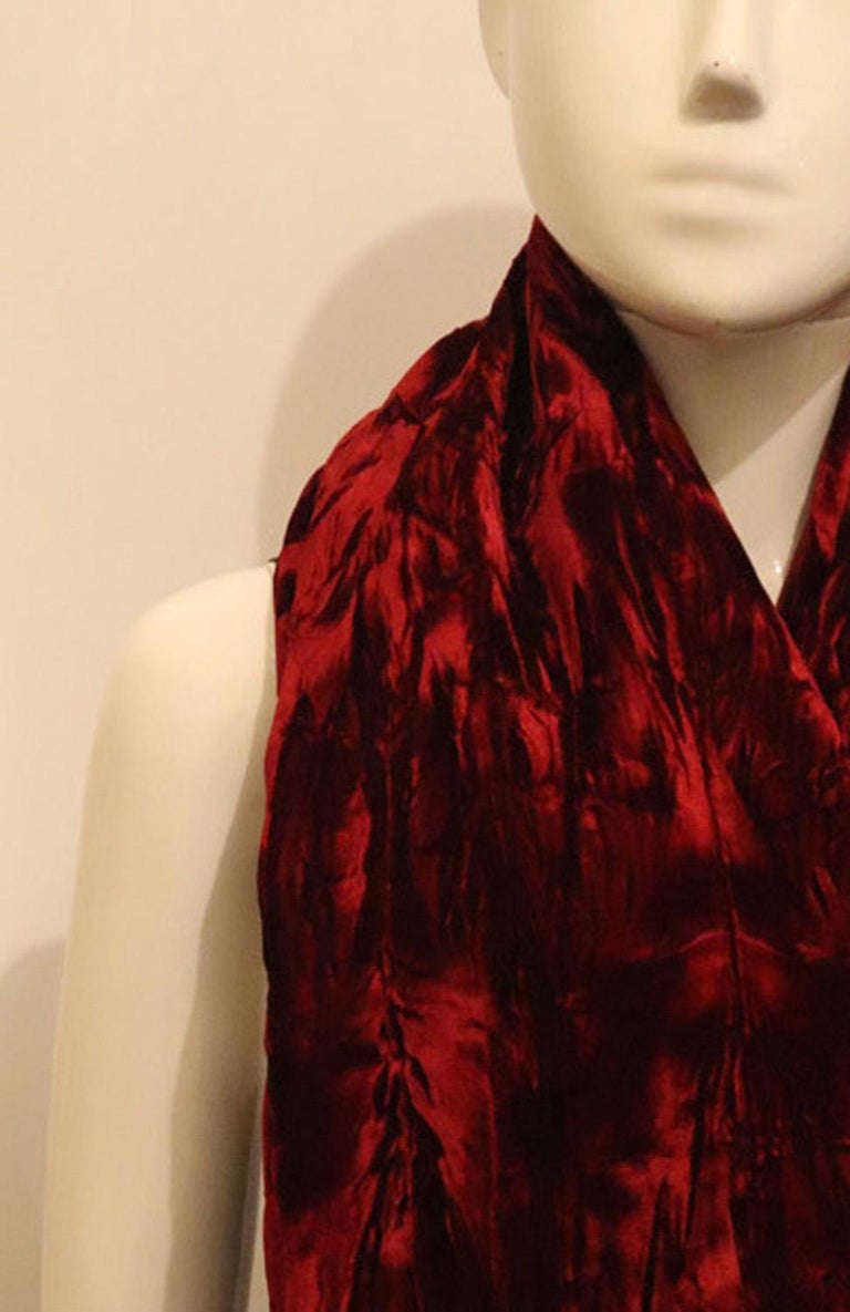 Red Silk Velvet Shawl