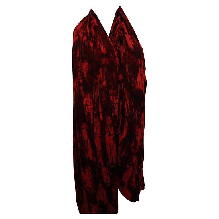 Red Silk Velvet Shawl