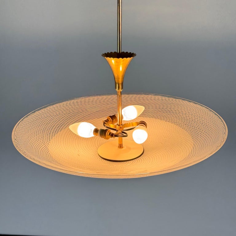 "Reticello" Ceiling Lamp Attributed to Carlo Scarpa for Venini, 1940s