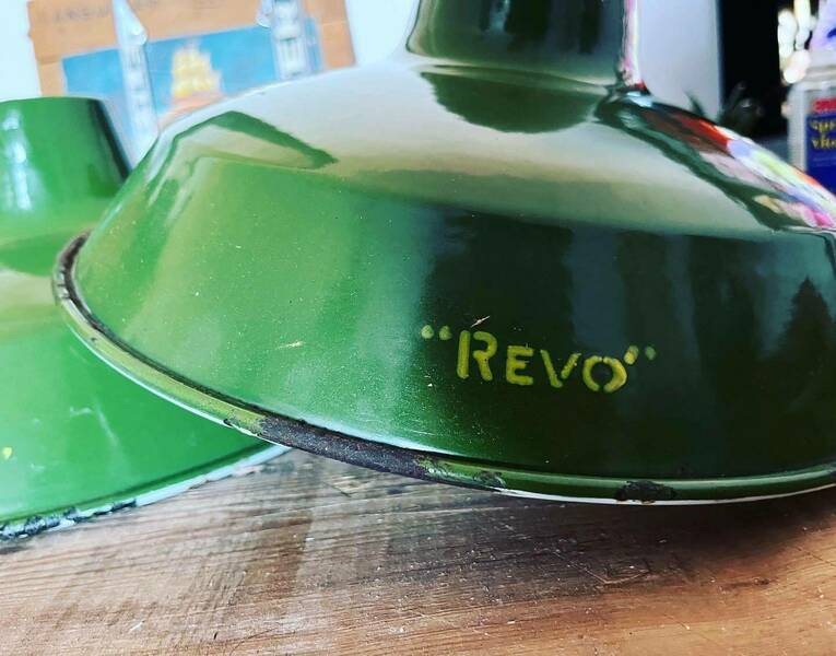 Revo 1930s/ 40s Vintage Industrial Lamp Shades Green
