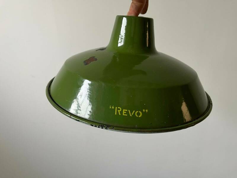 Revo 1930s/ 40s Vintage Industrial Lamp Shades Green