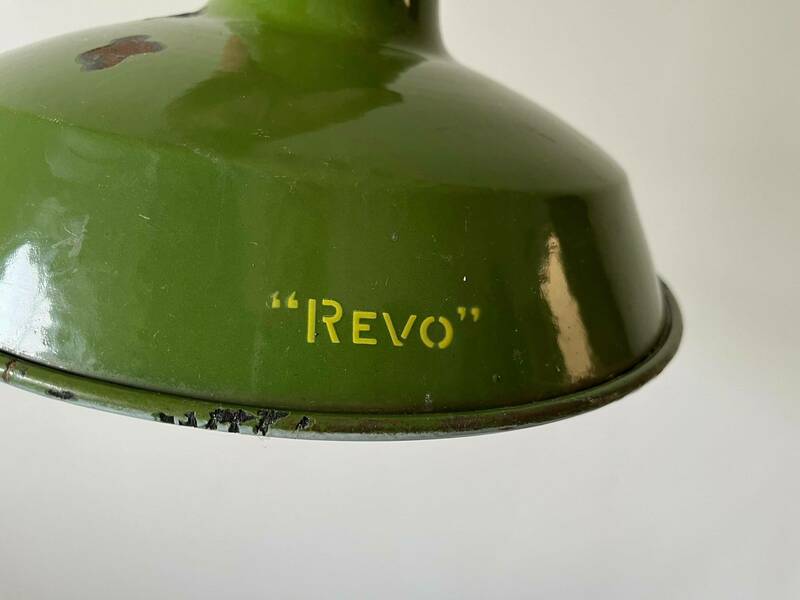 Revo 1930s/ 40s Vintage Industrial Lamp Shades Green