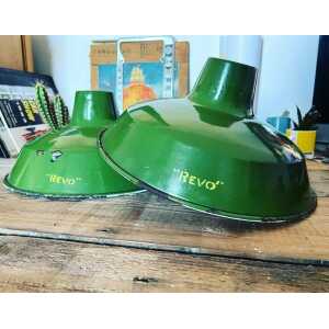 Revo 1930s/ 40s Vintage Industrial Lamp Shades Green